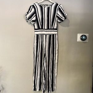 ASOS | Black & White Striped Open Back Jumpsuit | Wide Leg | 0